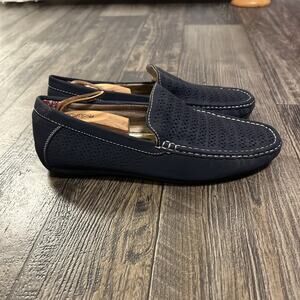 Stacy Adams Mens Loafers Blue Suede Leather Driving Moccasins Perforated Men 9.5